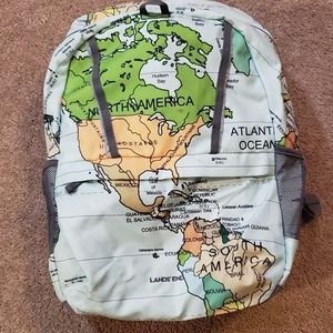 Lands End Backpack Globe Print